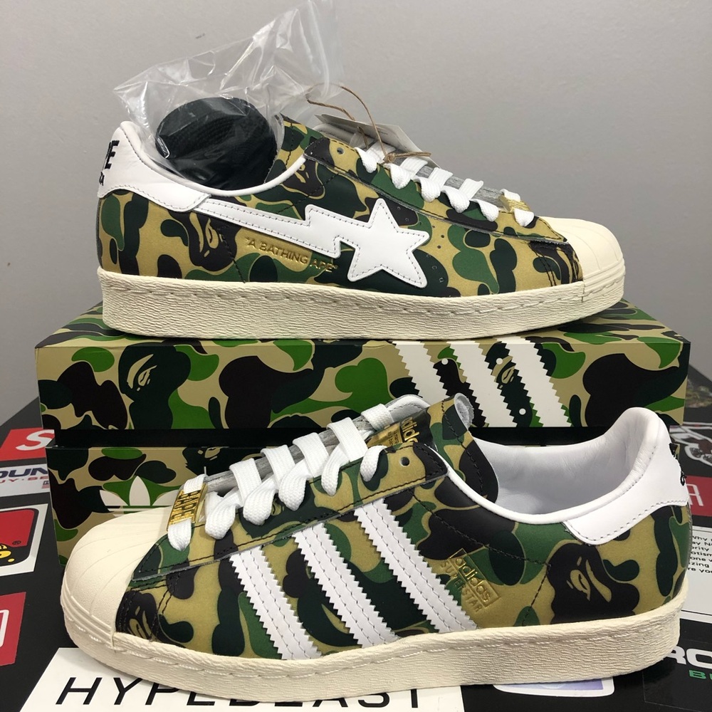Adidas X Bape Superstar ABC Green Camo Size 6